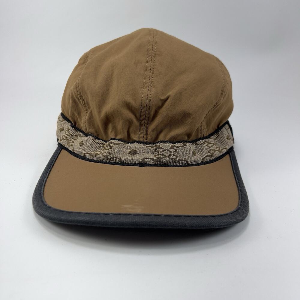 Kavu Strapcap Hat Tan Four Panel Patterned Nylon Strap Adjustable Size S